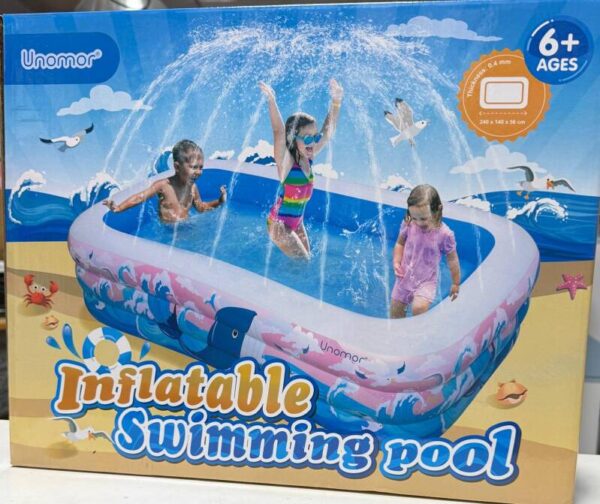 PISCINA INFLABLE FAMILIAR — AZUL CON ROSA