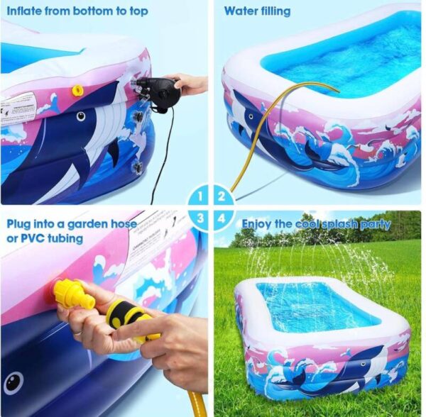 PISCINA INFLABLE FAMILIAR — AZUL CON ROSA