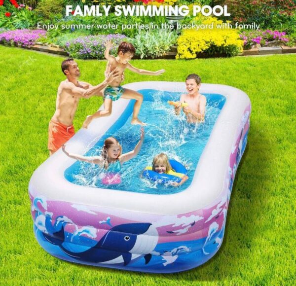 PISCINA INFLABLE FAMILIAR — AZUL CON ROSA