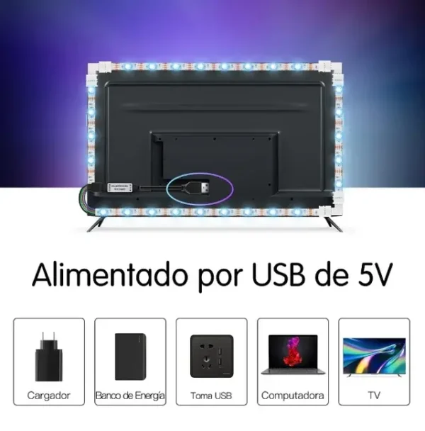 LUCES TIRA LED DE 5.M CONTROL REMOTO