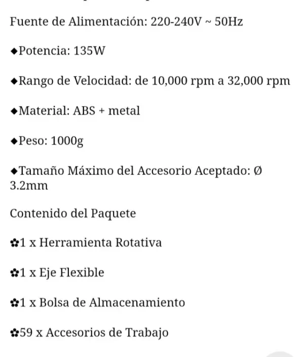 Herramienta Rotativa Amoladora Eléctrica 135W 60 P