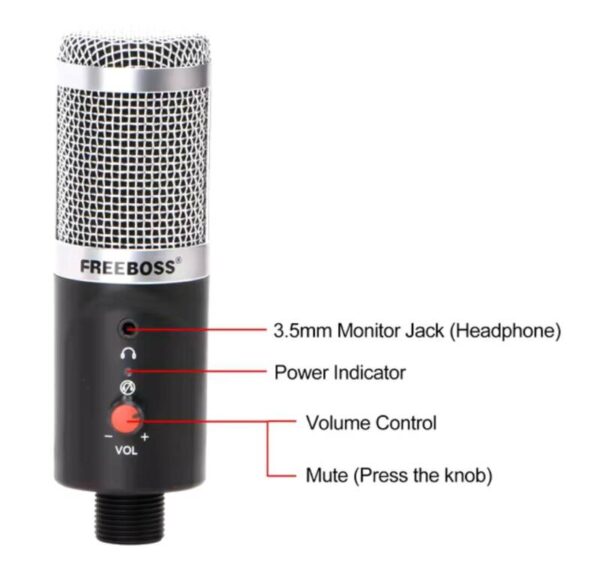 MICROFONO USB CON CABLE Y TRIPODE