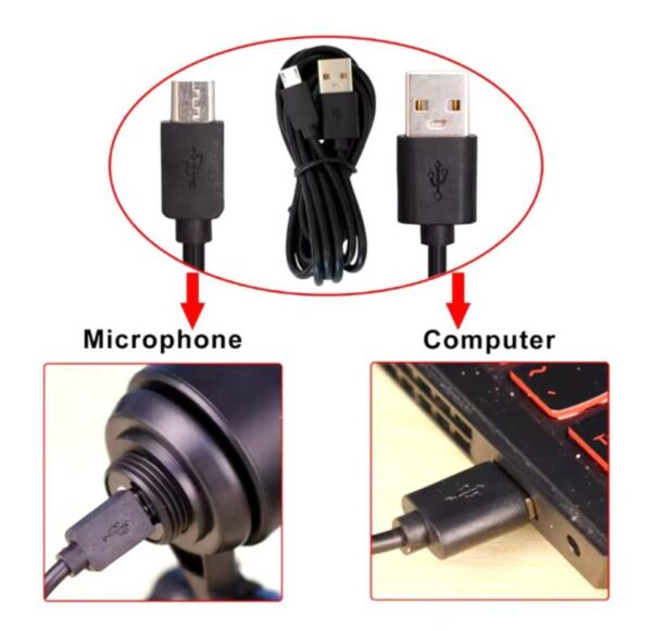MICROFONO USB CON CABLE Y TRIPODE